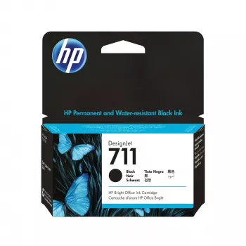 HP 711 38 ml zwarte DesignJet inktcartridge, HP DesignJet T100, T120, T125, T130, T520, T525, T530 printerreeks, thermal inkjet, zwart, Singapore, Maleisië, 119 mm, 126 mm