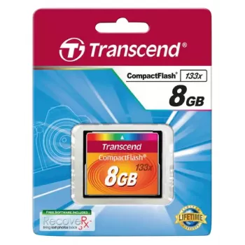 CompactFlash-kaart Transcend TS8GCF133, 8GB, 50MB/s lezen, 20MB/s schrijven