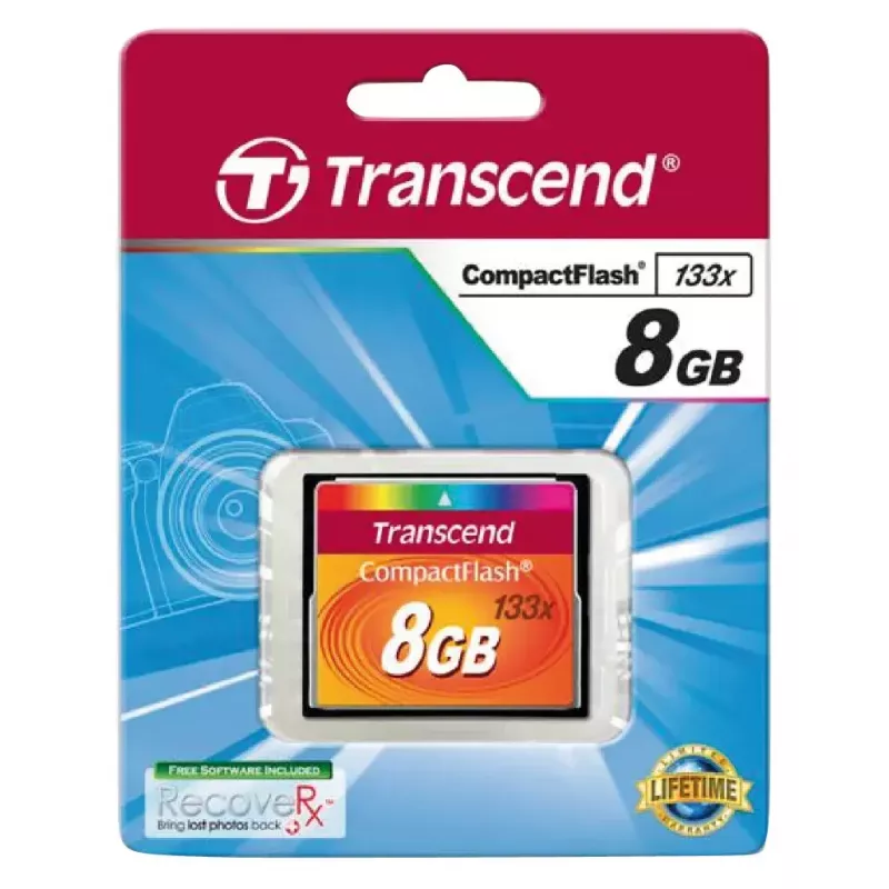 CompactFlash-kaart Transcend TS8GCF133, 8GB, 50MB/s lezen, 20MB/s schrijven