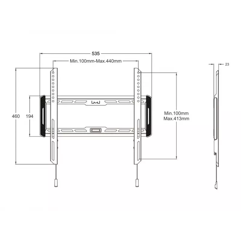 Multibrackets M universele wandsteun vast middel zwart