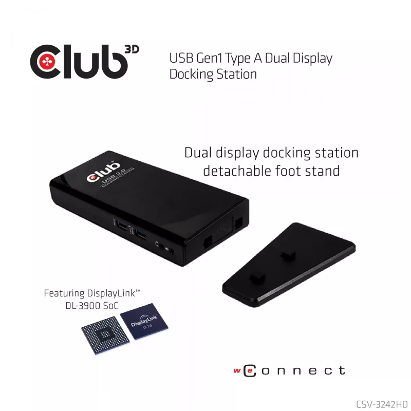 CLUB3D USB Gen1 Type-A Dual Display (HDMI en DVI) DisplayLink™ dockingstation