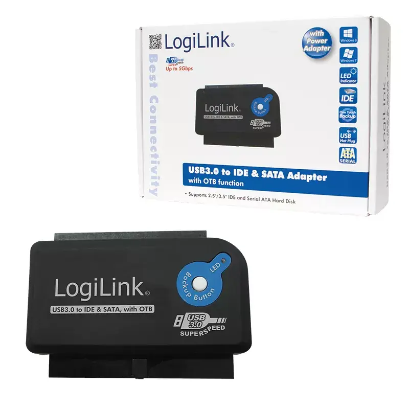 Kabeladapter LogiLink AU0028A USB 3.0 IDE SATA zwart