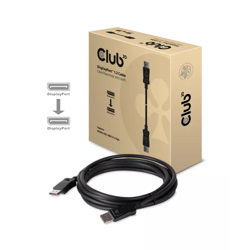 CLUB3D DisplayPort 1.2-kabel M/M 3 meter 4K60Hz 21.6Gbps