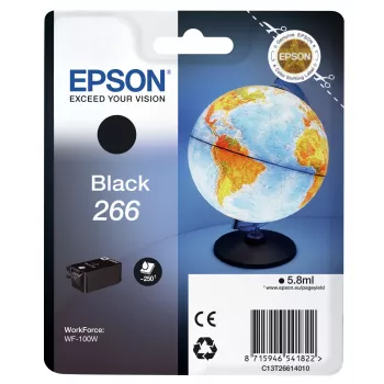 Epson Globe singlepack zwart 266 inktpatroon, zwart, pigmentinkt, 5,8 ml, 1 stk., 250 pagina's