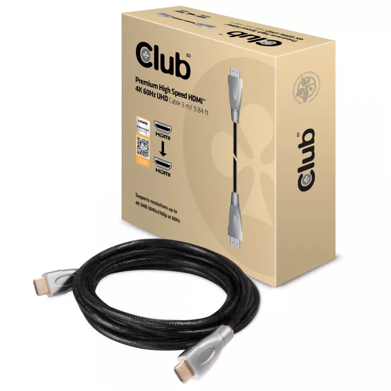 CLUB3D HDMI 2.0-kabel 3 meter UHD 4K/60Hz 18Gbps gecertificeerd Premium High Speed