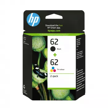 HP 62 2-pack originele inktcartridges zwart/driekleurig, zwart, cyaan, magenta, geel, pigmentinkt, 2 stuks, 200 pagina's