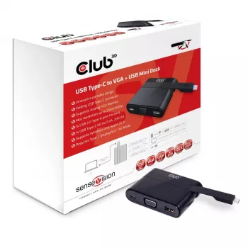 CLUB3D USB Type-C naar VGA + USB 3.0 + USB Type-C opladen mini dock