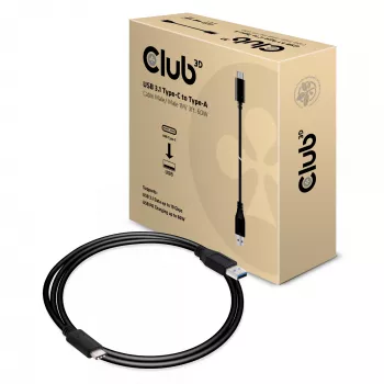 CLUB3D USB 3.1 Type-C naar Type-A kabel 10Gbps PD 60W M/M 1m/3.28ft