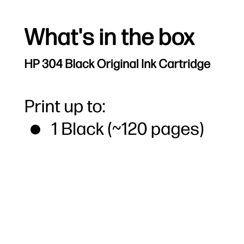 HP 304 zwarte originele inktpatroon, zwart, 1 st., 120 pagina's