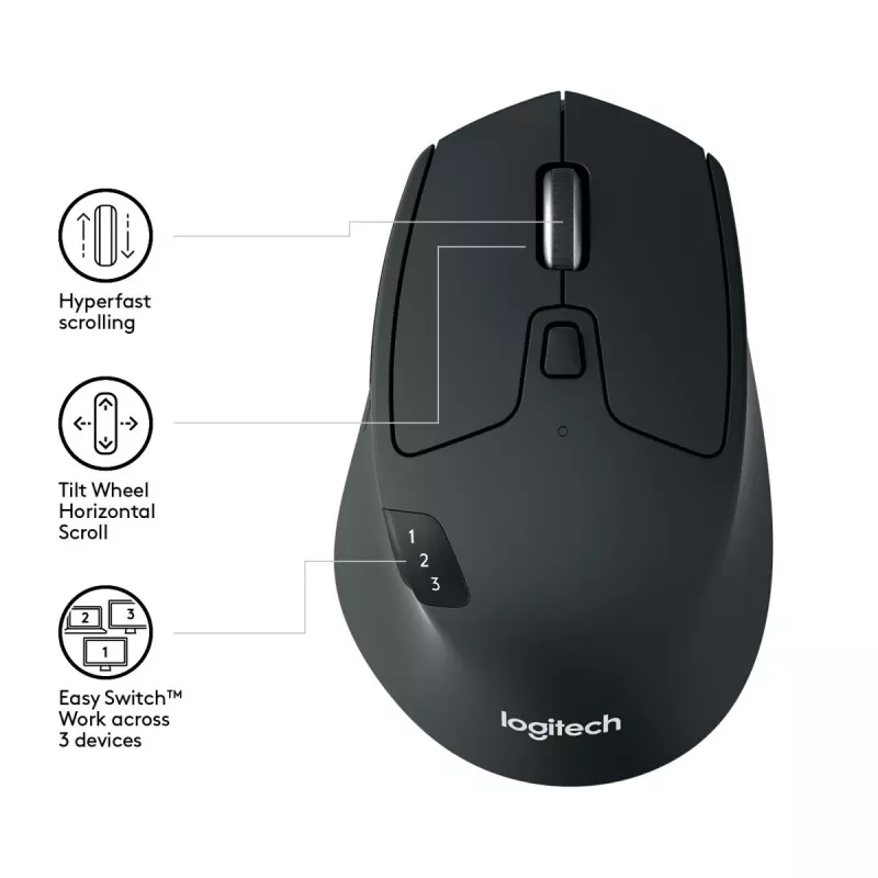 LOGITECH M720 Triathlon Multi-Device draadloze muis - zwart