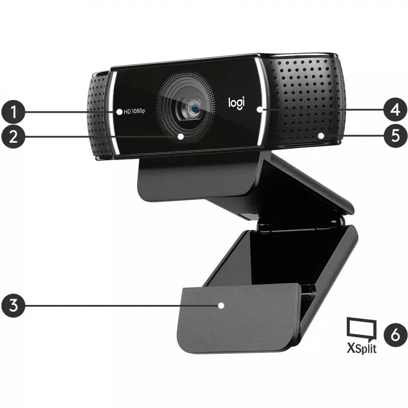 Logitech C922 1920 x 1080 pixels USB zwart webcam
