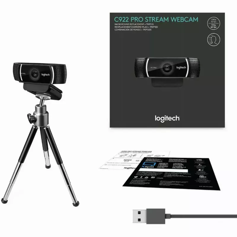 Logitech C922 1920 x 1080 pixels USB zwart webcam