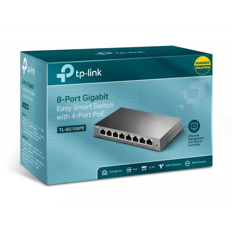 Managed switch TP-Link TL-SG108PE 8-poorts Gigabit met 4-poorts PoE