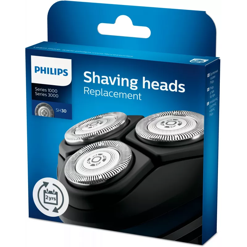 Vervangende scheerkoppen Philips SHAVER Series 3000 SH30/50 — 3 RVS-scheerkoppen
