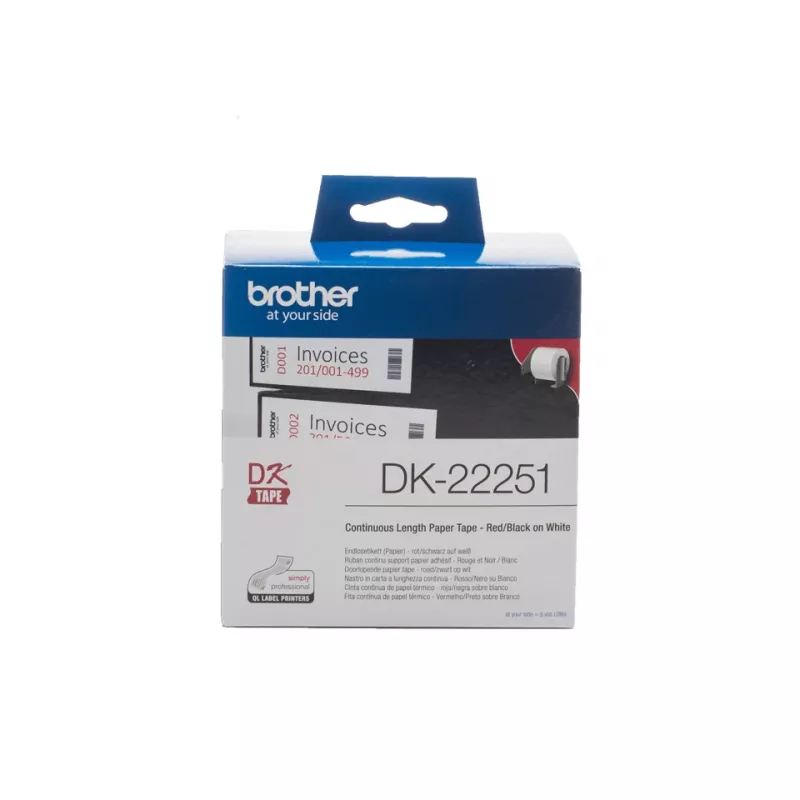 Brother DK-22251 etikettenband, zwart en rood op wit