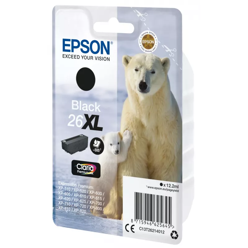 Epson 26XL printerpatroon zwart 500 pagina's inkt C13T26214012