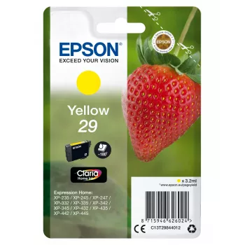 Epson Strawberry singlepack geel 29 Claria Home inkt, standaardcapaciteit, geel, pigmentinkt, 3.2 ml, 1 st., 180 pagina's
