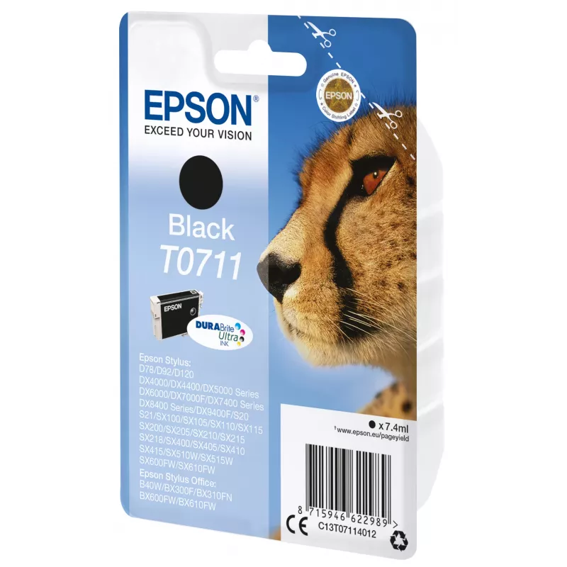 Epson Cheetah singlepack zwart T0711 DURABrite Ultra inkt