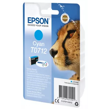 Epson singlepack cyaan T0712 DURABrite Ultra inkt, standaardbereik, cyaan, 5,5 ml, 1 st.