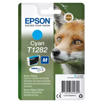 Epson Fox singlepack cyaan T1282 DURABrite Ultra inkt, cyaan, 3,5 ml, 1 st., 260 pagina's