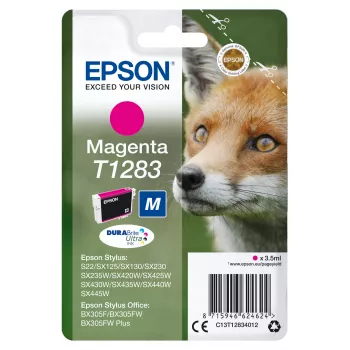 Epson Fox singlepack magenta T1283 DURABrite Ultra inkt, magenta, pigmentinkt, 3,5 ml, 1 st., 160 pagina's