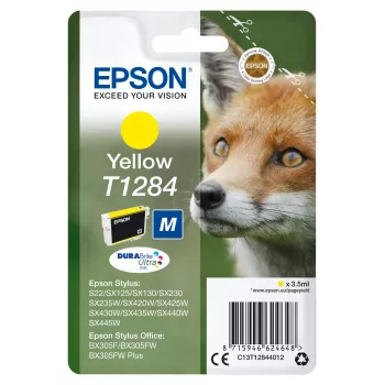 Epson Fox singlepack geel T1284 DURABrite Ultra inkt, geel, pigmentinkt, 3,5 ml, 1 stuk, 260 pagina's