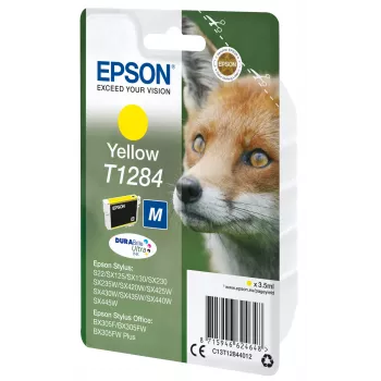 Epson Fox singlepack geel T1284 DURABrite Ultra inkt, geel, pigmentinkt, 3,5 ml, 1 stuk, 260 pagina's
