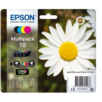 Inktpatroon Epson 18 multipack C13T18064012 zwart, cyaan, magenta, geel