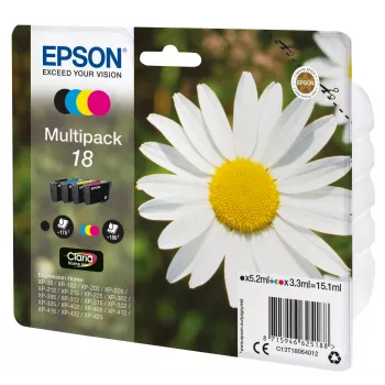 Inktpatroon Epson 18 multipack C13T18064012 zwart, cyaan, magenta, geel