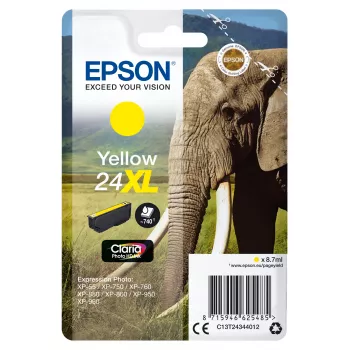 Epson Elephant singlepack geel 24XL Claria Photo HD inkt