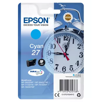 Epson Alarm clock singlepack cyaan 27 DURABrite Ultra inkt