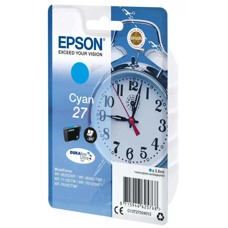 Epson Alarm clock singlepack cyaan 27 DURABrite Ultra inkt