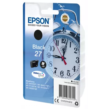 Epson Alarm clock singlepack zwart 27 DURABrite Ultra inkt, standaardcapaciteit, zwart, pigmentinkt, 6,2 ml, 1 st., 350 pagina's