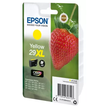 Epson Strawberry singlepack geel 29XL Claria Home inkt, hoog (XL) bereik, geel, pigmentinkt, 6,4 ml, 1 stuk, 450 pagina's