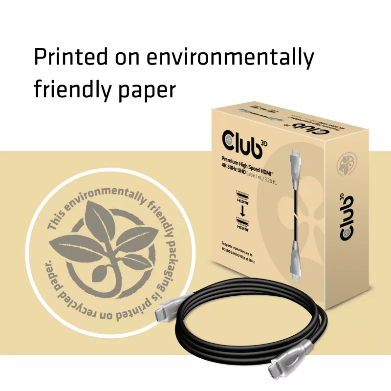 Club 3D CAC-1311 Premium High Speed HDMI 2.0-kabel, 4K60Hz, male/male, 1 m, zwart