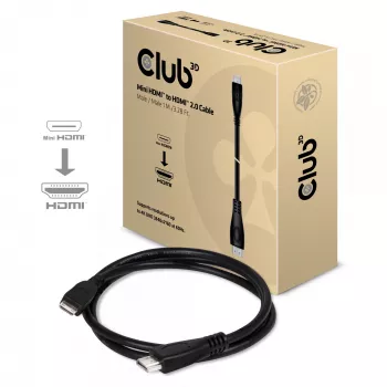 Club 3D CAC-1350 Mini HDMI-naar-HDMI 2.0-kabel, 4K60Hz, male/male, 1 m, zwart