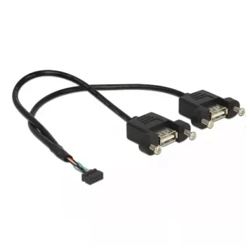 USB-kabel DeLOCK 84832 USB 2.0 0,25 m 2 x USB A zwart