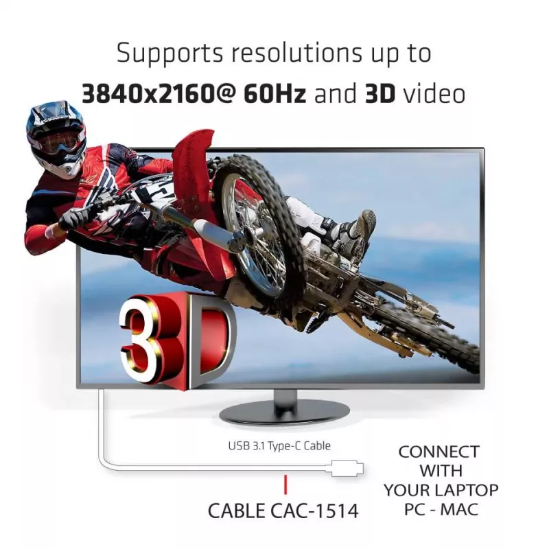 CLUB3D USB C naar HDMI™ 2.0 UHD-kabel actief 1,8 m / 5,9 ft