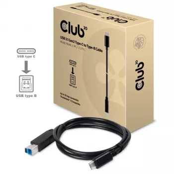 CLUB3D USB 3.1 Gen2 Type-C naar Type-B kabel mannelijk/mannelijk, 1 m / 3.3 ft