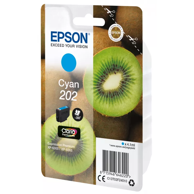 EPSON-inktcartridge singlepack kiwi cyaan 202 Claria Premium Ink 4,1 ml