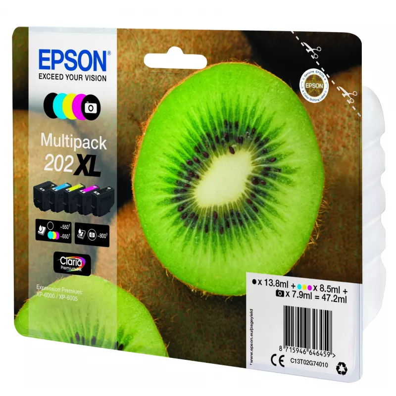 Epson kiwi multipack 5 kleuren 202XL Claria Premium inkt