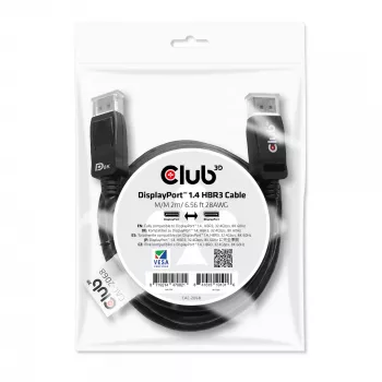 CLUB3D DisplayPort 1.4 HBR3-kabel 2m/6.56ft M/M 8K60Hz