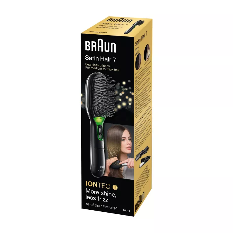 Paddle-haarborstel BRAUN BR710 voor volwassenen, zwart en groen, 175 g
