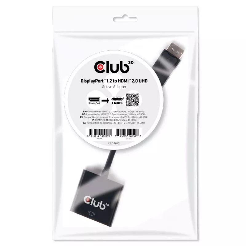Actieve adapter DisplayPort 1.2 naar HDMI 2.0 CLUB3D CAC-2070