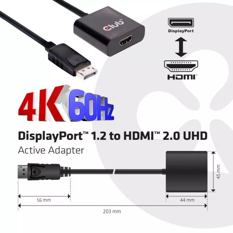 Actieve adapter DisplayPort 1.2 naar HDMI 2.0 CLUB3D CAC-2070
