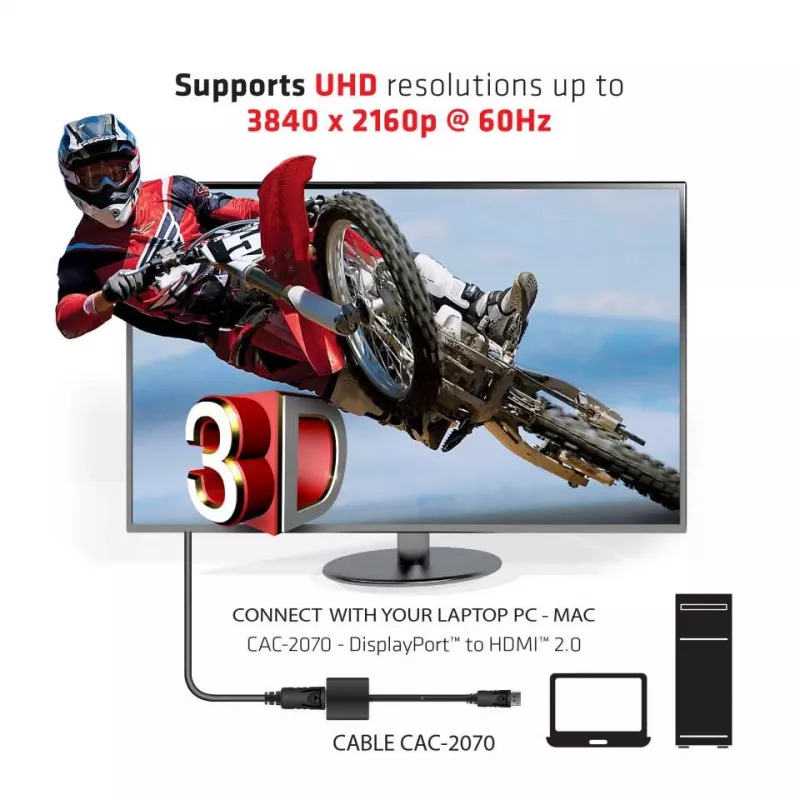 Actieve adapter DisplayPort 1.2 naar HDMI 2.0 CLUB3D CAC-2070