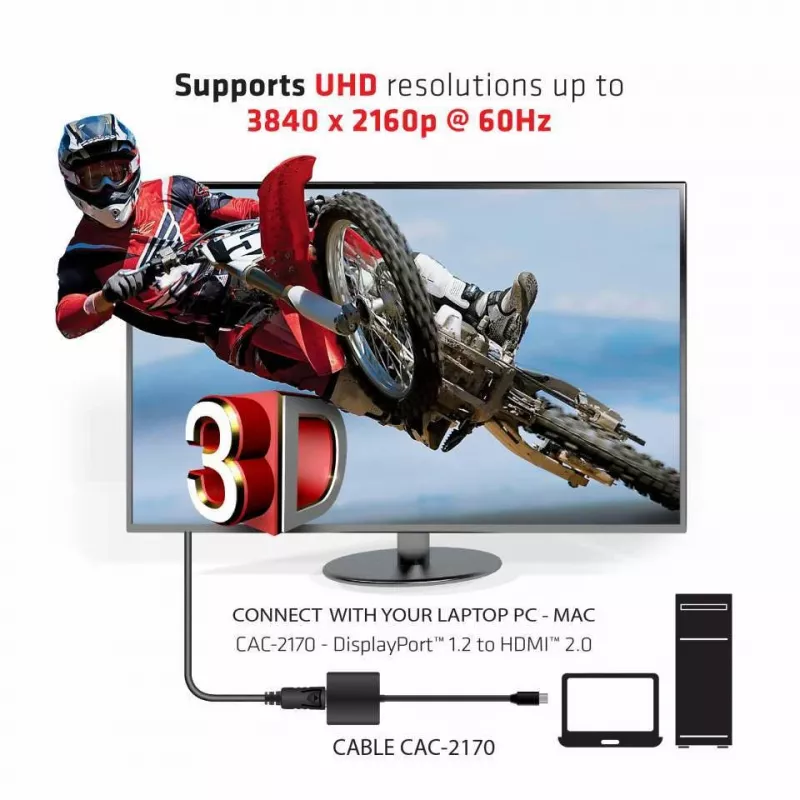 Actieve adapter CLUB3D Mini DisplayPort 1.2 naar HDMI 2.0 UHD