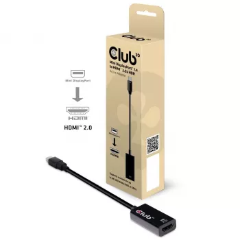 CLUB3D Mini DisplayPort 1.4 naar HDMI 2.0b HDR actieve adapter