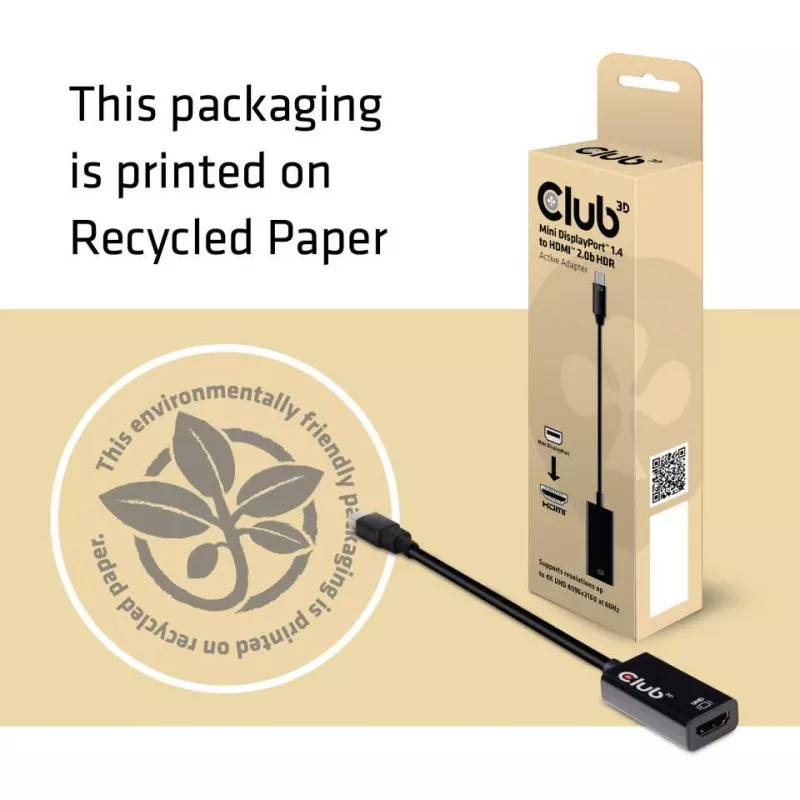 CLUB3D Mini DisplayPort 1.4 naar HDMI 2.0b HDR actieve adapter