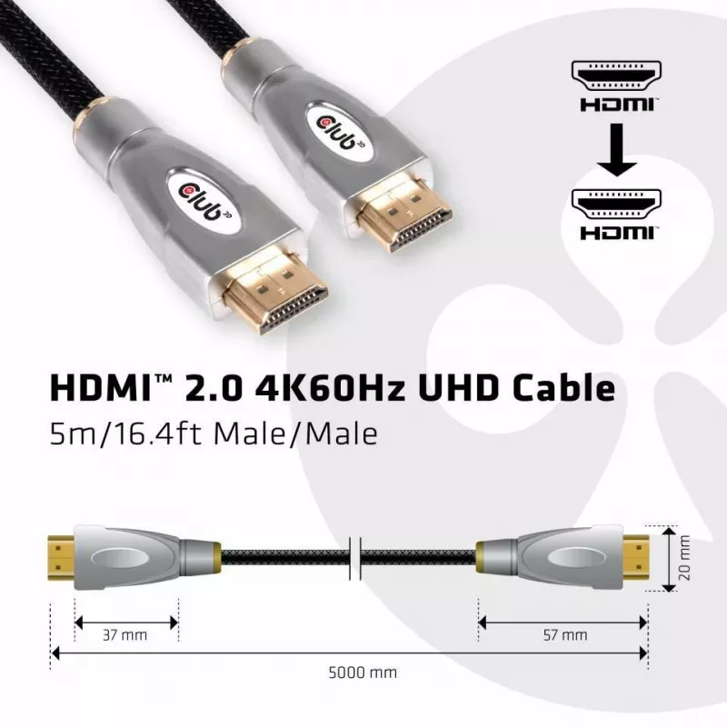 CLUB3D HDMI 2.0 4K60Hz UHD-kabel 5m/16.4ft